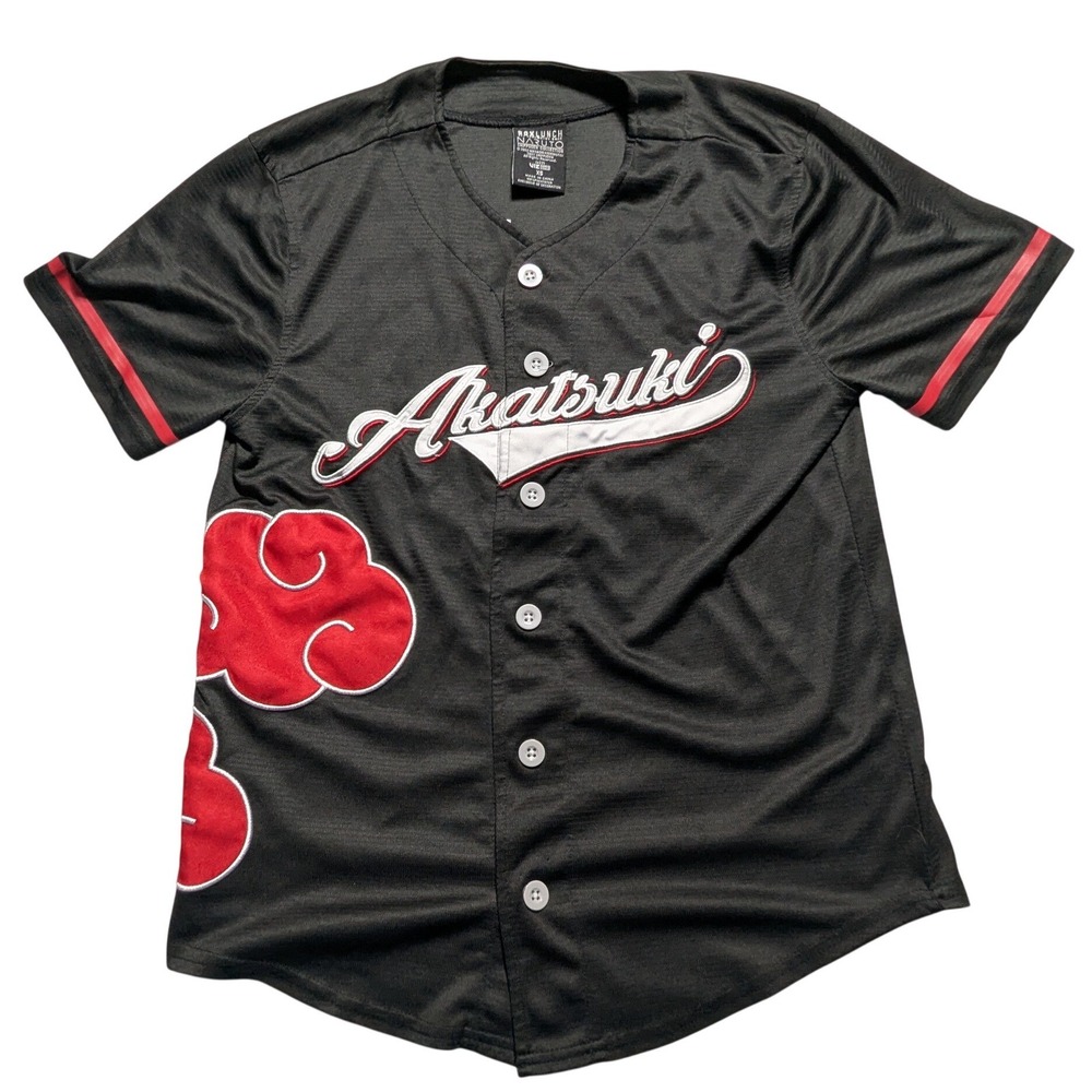 BoxLunch Naruto Shippuden Akatsuki Baseball Jersey Black Red XS Anime Manga